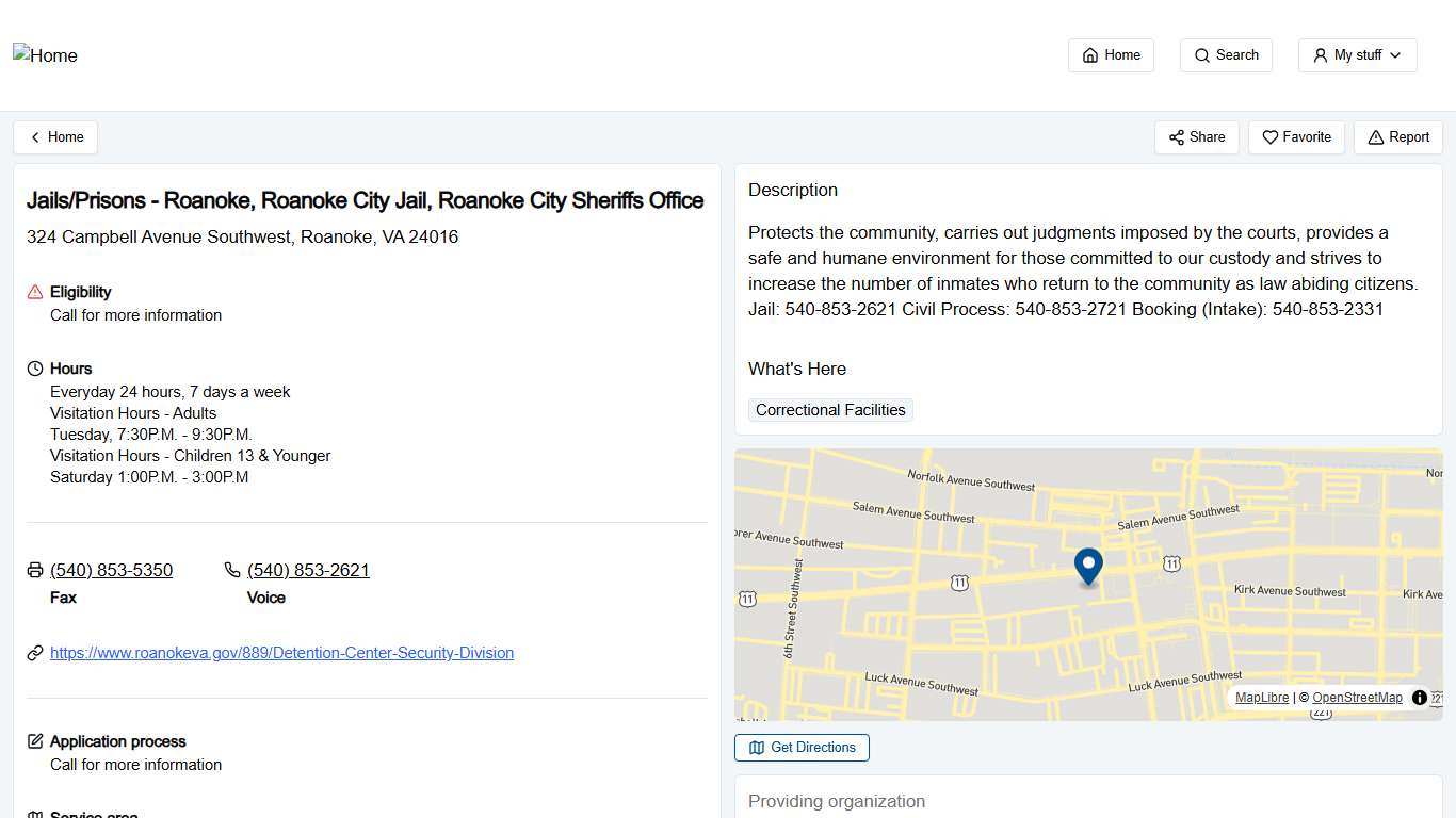 Jails/Prisons - Roanoke, Roanoke City Jail, Roanoke City Sheriffs Office